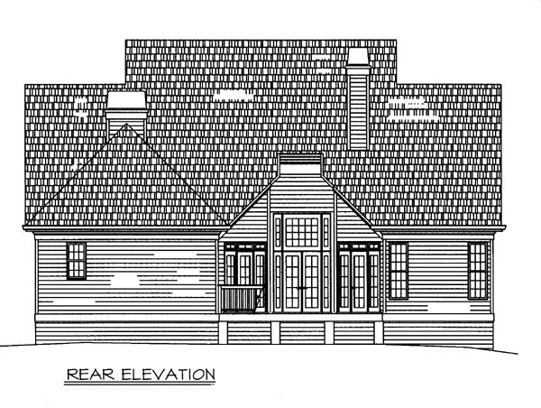 Colonial European Rear Elevation of Plan 98233