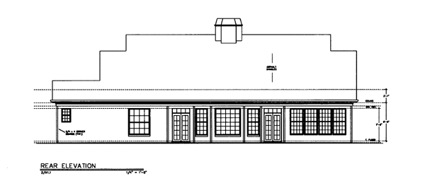 Colonial One-Story Rear Elevation of Plan 98238