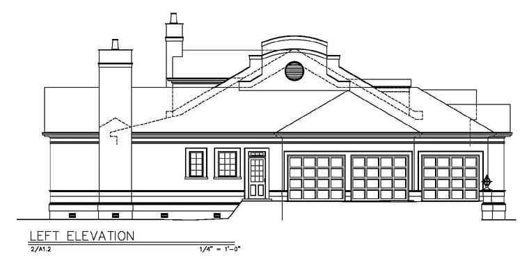 Colonial, European, One-Story Plan with 3820 Sq. Ft., 3 Bedrooms, 4 Bathrooms, 3 Car Garage Picture 5