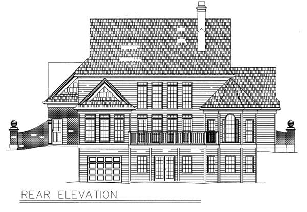 Colonial Rear Elevation of Plan 98248