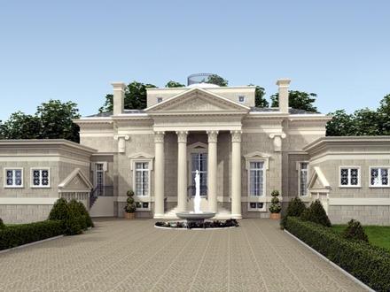 Colonial Greek Revival Southern Elevation of Plan 98255