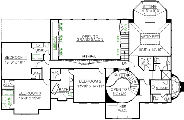 European Greek Revival Level Two of Plan 98258