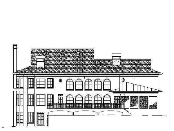 European Greek Revival Rear Elevation of Plan 98258