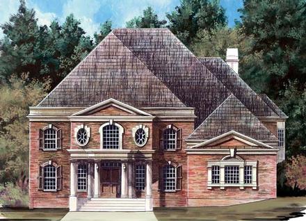 Colonial Greek Revival Elevation of Plan 98263