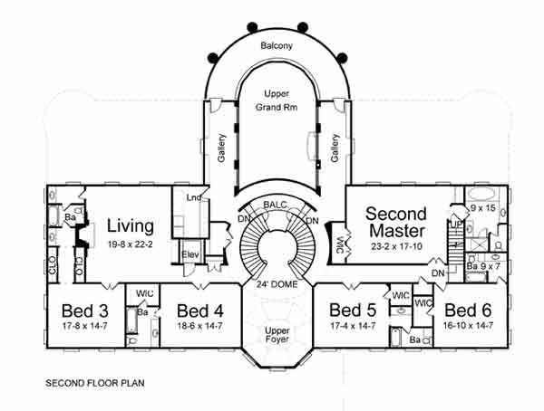 Colonial Greek Revival Level Two of Plan 98264