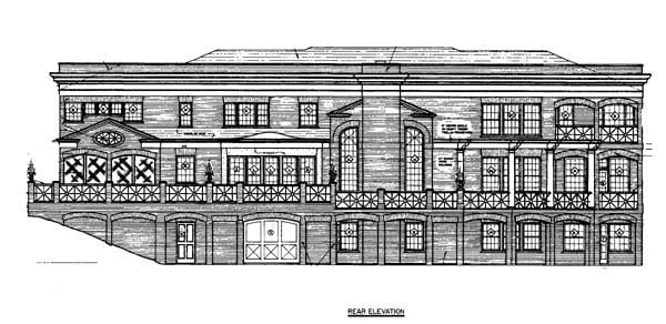 Colonial Greek Revival Rear Elevation of Plan 98265