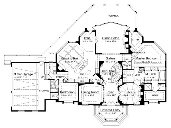 European Greek Revival Victorian Level One of Plan 98273