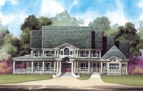 Country Farmhouse Greek Revival Elevation of Plan 98275