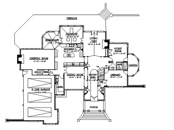 Greek Revival Tudor Victorian Level One of Plan 98278