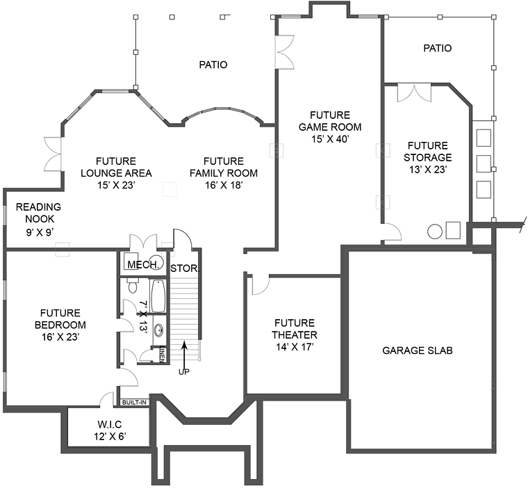 European Greek Revival Lower Level of Plan 98280