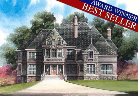 European Greek Revival Tudor Victorian Elevation of Plan 98281