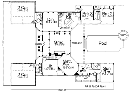 House Plan 98293 First Level Plan