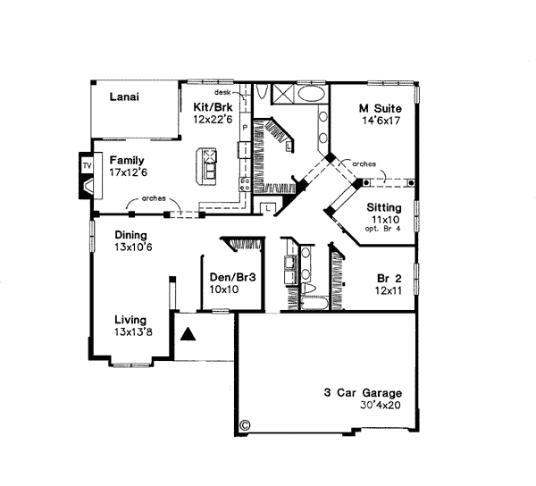 One-Story Ranch Level One of Plan 98329
