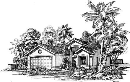 Mediterranean One-Story Elevation of Plan 98339