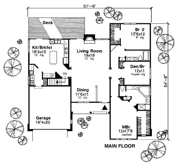 One-Story Ranch Level One of Plan 98344