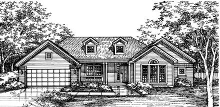 One-Story Ranch Elevation of Plan 98344