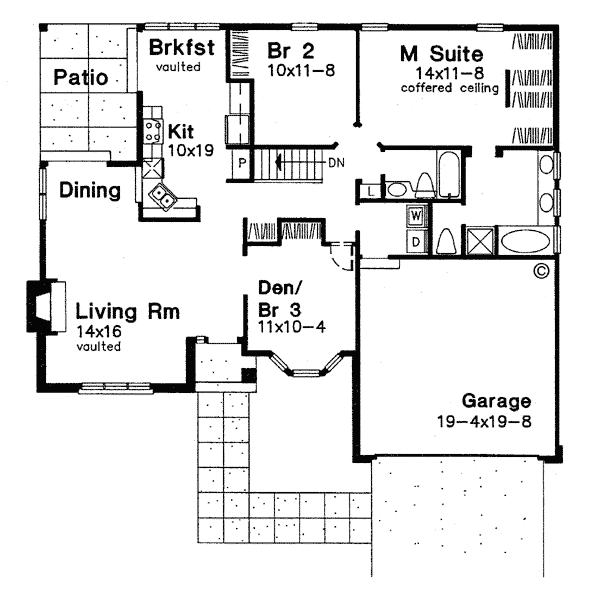 One-Story Traditional Level One of Plan 98354