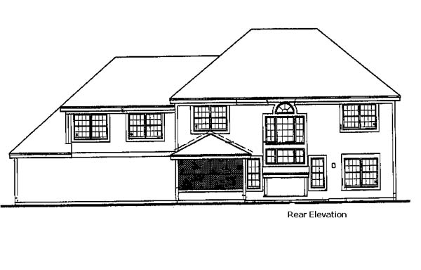 Colonial Rear Elevation of Plan 98362