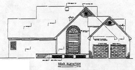 Cape Cod Country Southern Rear Elevation of Plan 98374