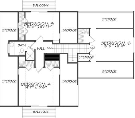 House Plan 98381 Second Level Plan