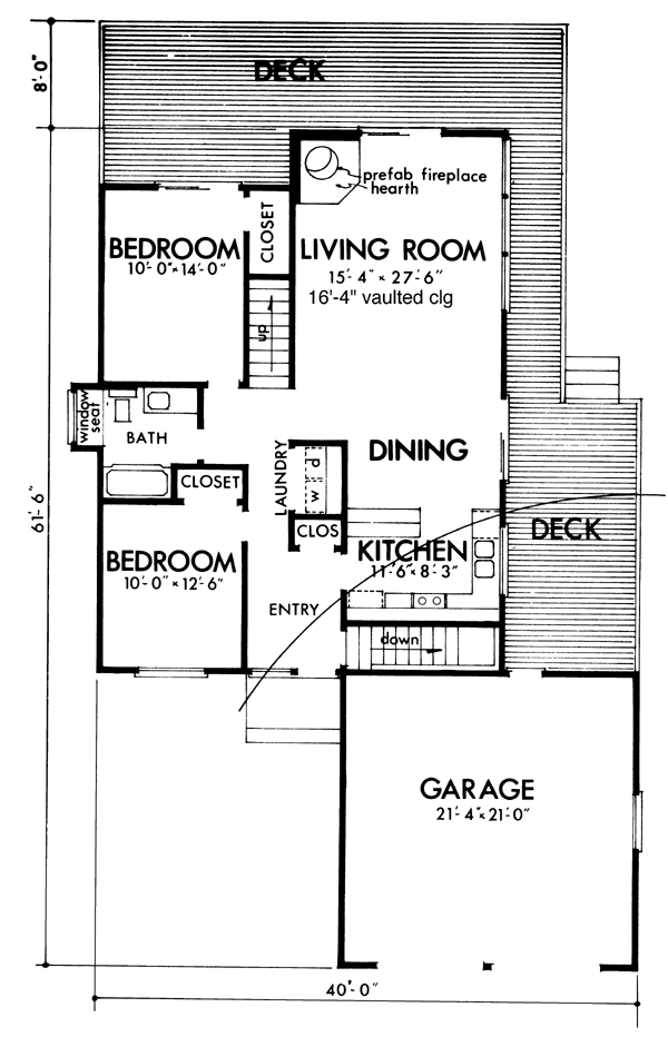 Contemporary Ranch Level One of Plan 98390