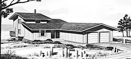 Contemporary Ranch Elevation of Plan 98390