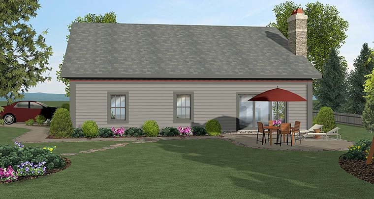 Cottage Craftsman Ranch Rear Elevation of Plan 98400