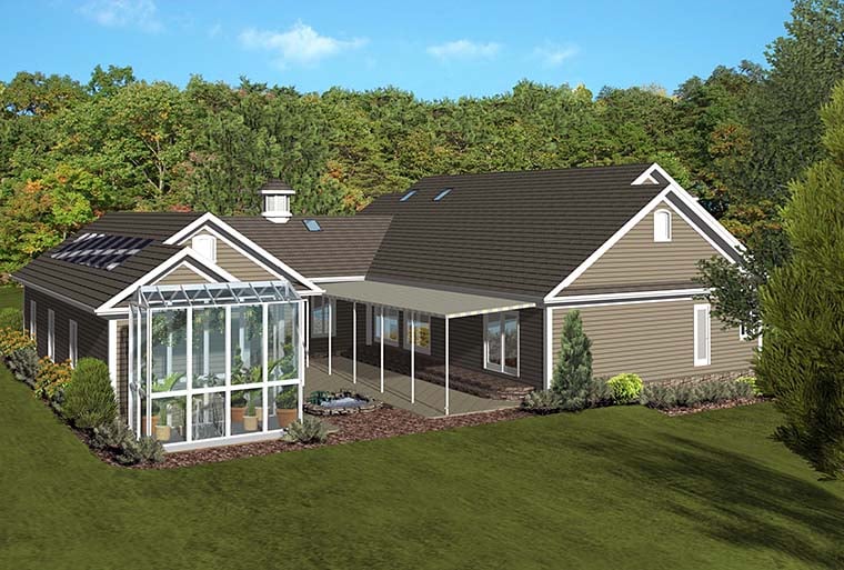 Country Craftsman Southern Rear Elevation of Plan 98404