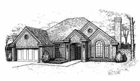 European One-Story Elevation of Plan 98500