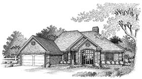 European One-Story Elevation of Plan 98502