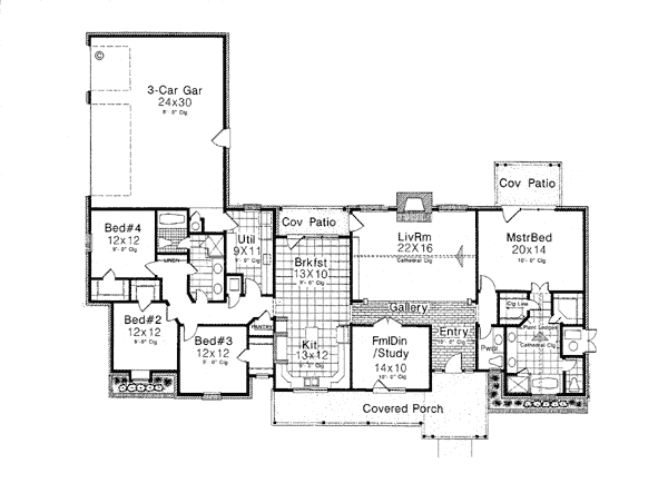 Bungalow Country One-Story Level One of Plan 98504