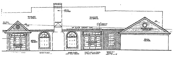 Bungalow Country One-Story Rear Elevation of Plan 98504