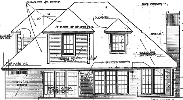 European Rear Elevation of Plan 98507