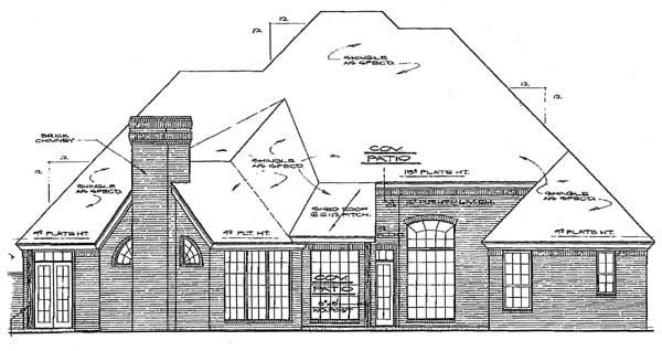 European Rear Elevation of Plan 98511