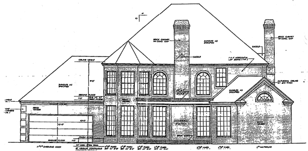 Colonial French Country Rear Elevation of Plan 98514