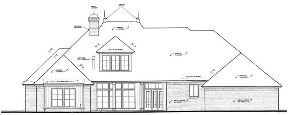 Country European Rear Elevation of Plan 98518