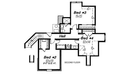 House Plan 98525 Second Level Plan