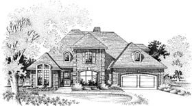 European One-Story Elevation of Plan 98525