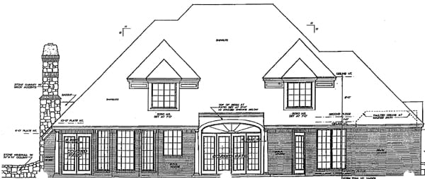 European French Country Tudor Rear Elevation of Plan 98527