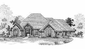 European One-Story Elevation of Plan 98528