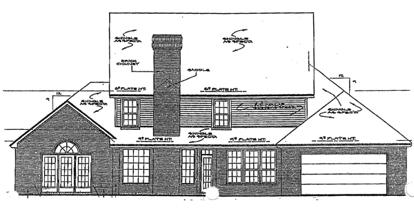 Colonial Rear Elevation of Plan 98534