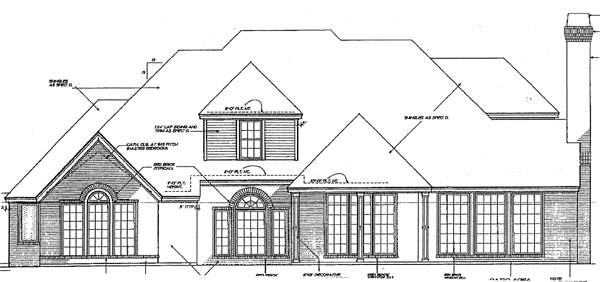 European French Country Rear Elevation of Plan 98537