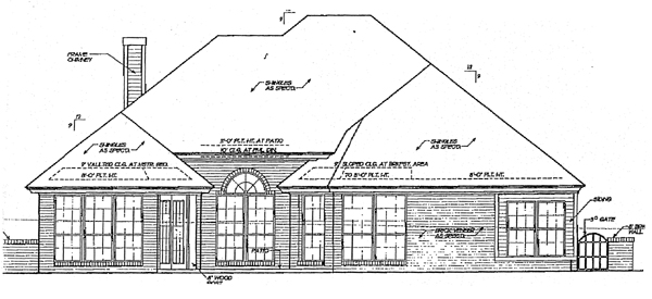 Country One-Story Ranch Rear Elevation of Plan 98545