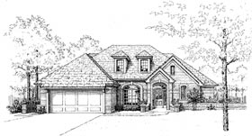 European One-Story Elevation of Plan 98553