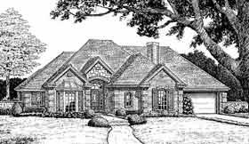 European One-Story Elevation of Plan 98555