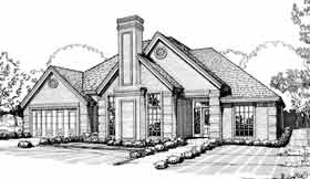 European One-Story Elevation of Plan 98561