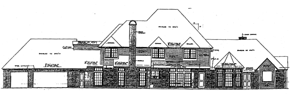French Country Tudor Rear Elevation of Plan 98563