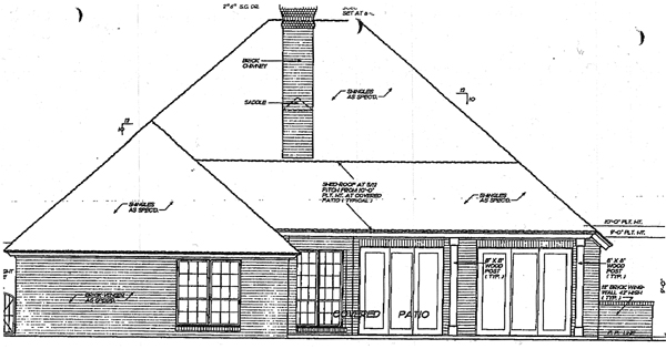 European One-Story Rear Elevation of Plan 98572