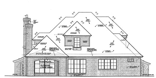 Country European Rear Elevation of Plan 98573