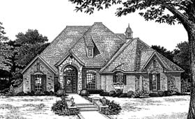 European One-Story Victorian Elevation of Plan 98576